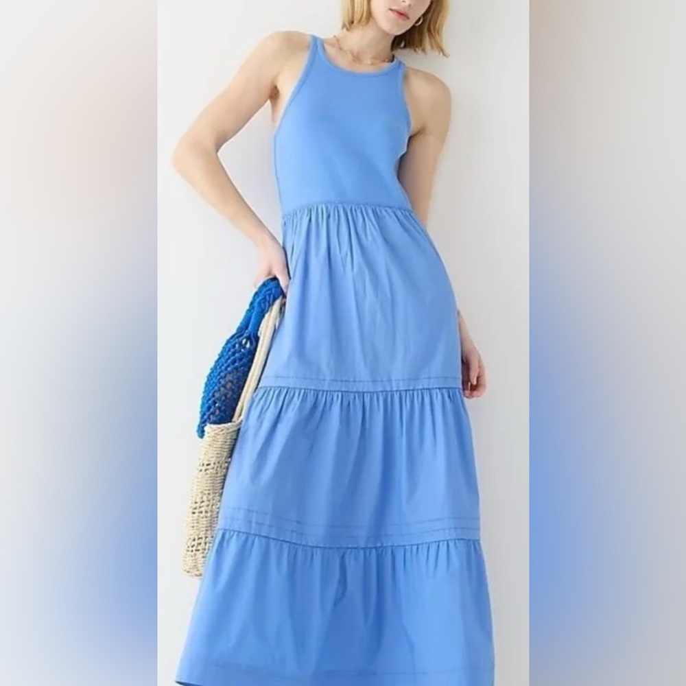 J. Crew Blue Spaghetti Strap Sundress Midi